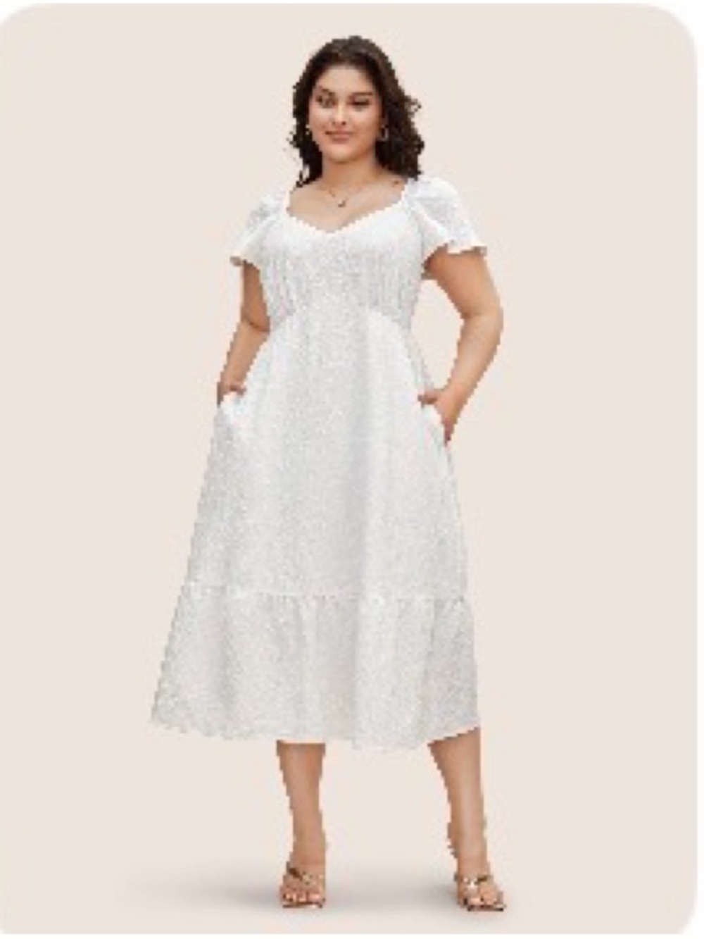 BloomChic Ivory Jacquard Midi Dress – Size 14–16 / 1X